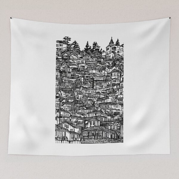Item preview, Depiction of cramped town in ink designed and sold by K1ndo.