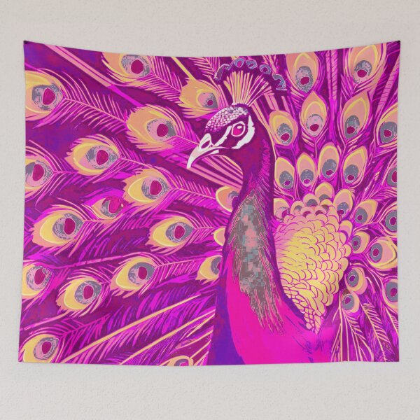 Item preview, Pastel Elegance: Pink and Yellow Peacock designed and sold by GrizzlyCollective.