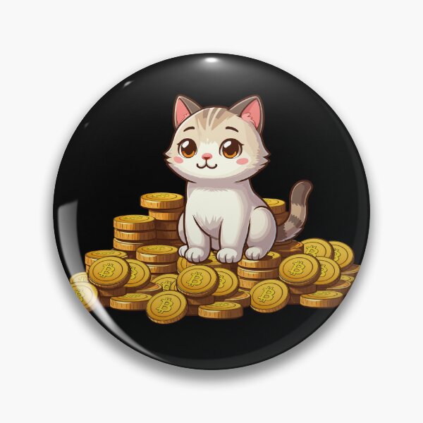 Item preview, a cute cat on her Bitcoin pile designed and sold by CryptoFunMerch.