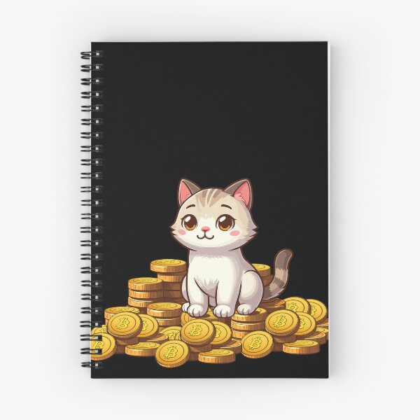 Item preview, a cute cat on her Bitcoin pile designed and sold by CryptoFunMerch.