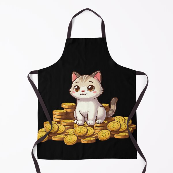 Item preview, a cute cat on her Bitcoin pile designed and sold by CryptoFunMerch.