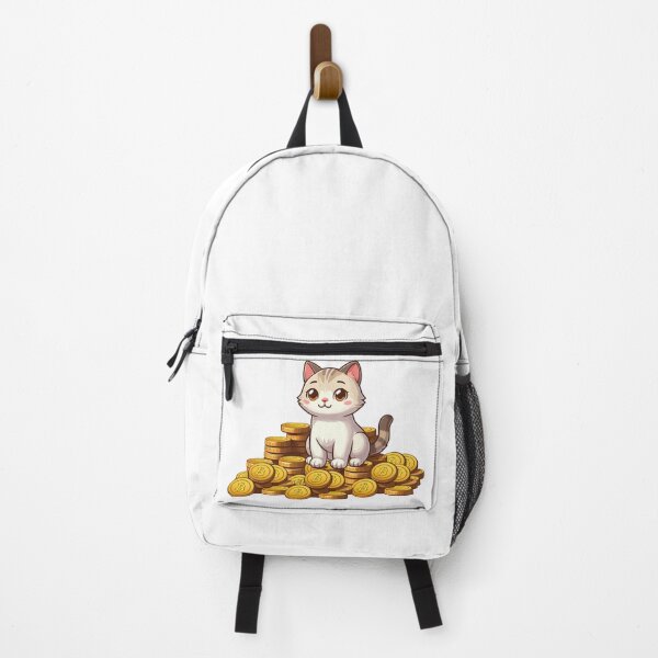 Item preview, a cute cat on her Bitcoin pile designed and sold by CryptoFunMerch.