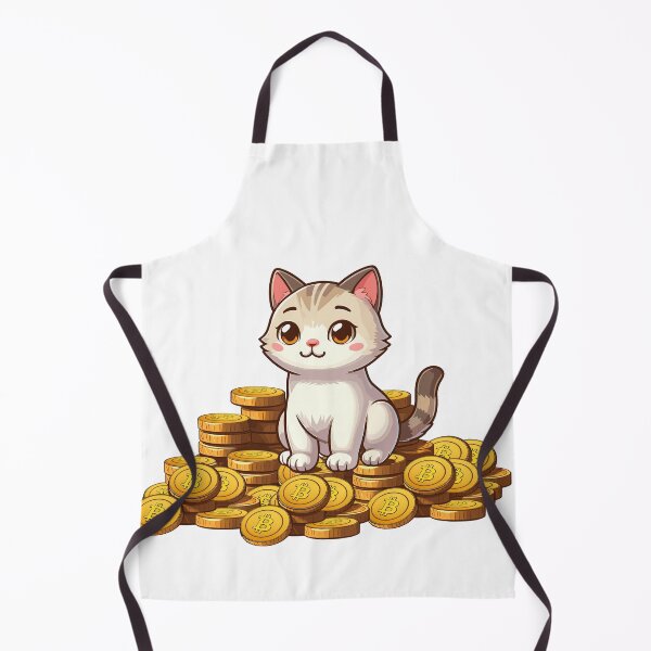 Item preview, a cute cat on her Bitcoin pile designed and sold by CryptoFunMerch.