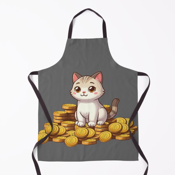 Item preview, a cute cat on her Bitcoin pile designed and sold by CryptoFunMerch.
