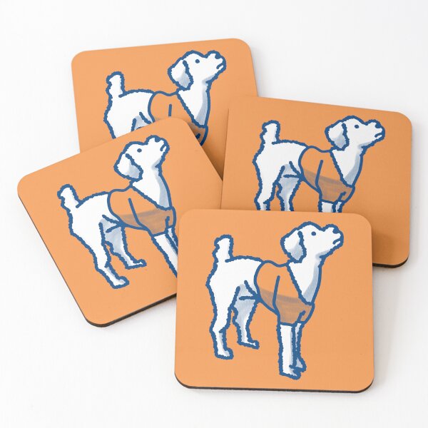 Item preview, White Dog on tangerine designed and sold by Eastspacebubble.