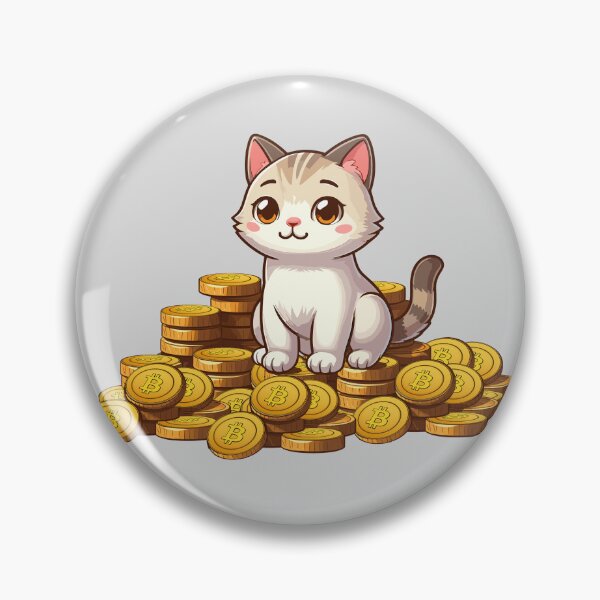 Item preview, a cute cat on her Bitcoin pile designed and sold by CryptoFunMerch.