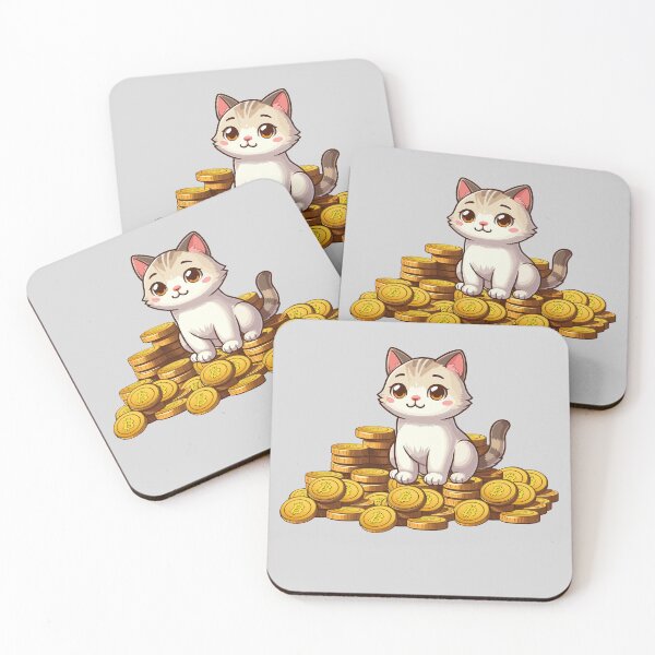 Item preview, a cute cat on her Bitcoin pile designed and sold by CryptoFunMerch.