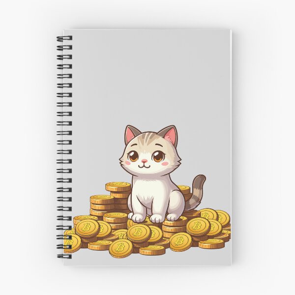 Item preview, a cute cat on her Bitcoin pile designed and sold by CryptoFunMerch.