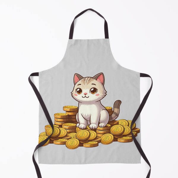 Item preview, a cute cat on her Bitcoin pile designed and sold by CryptoFunMerch.