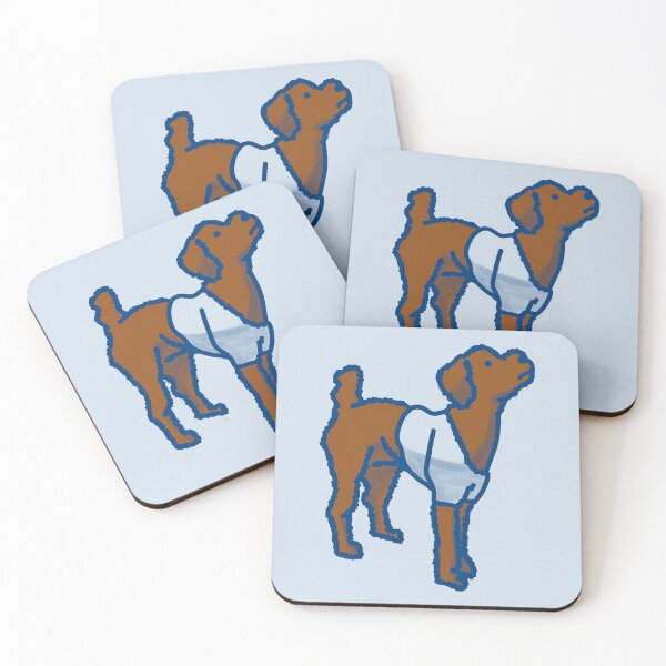 Item preview, Red brown Dog on on columbia blue designed and sold by Eastspacebubble.