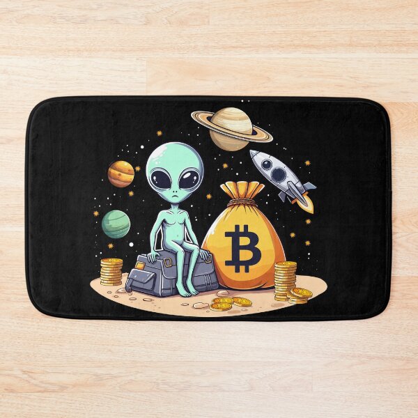 Item preview, Alien with Bitcoins designed and sold by CryptoFunMerch.