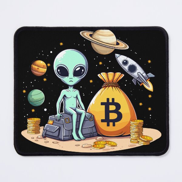 Item preview, Alien with Bitcoins designed and sold by CryptoFunMerch.