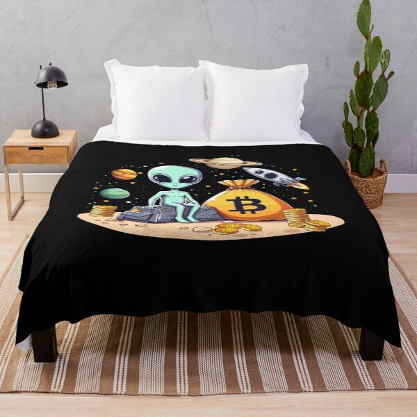 Item preview, Alien with Bitcoins designed and sold by CryptoFunMerch.