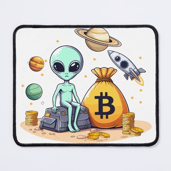 Item preview, Alien with Bitcoins designed and sold by CryptoFunMerch.