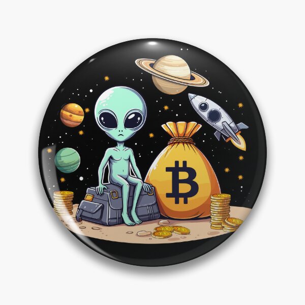 Item preview, Alien with Bitcoins designed and sold by CryptoFunMerch.