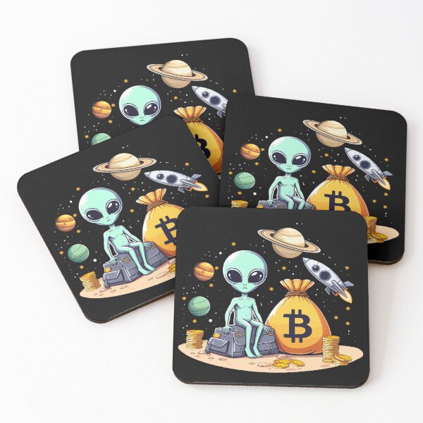 Item preview, Alien with Bitcoins designed and sold by CryptoFunMerch.
