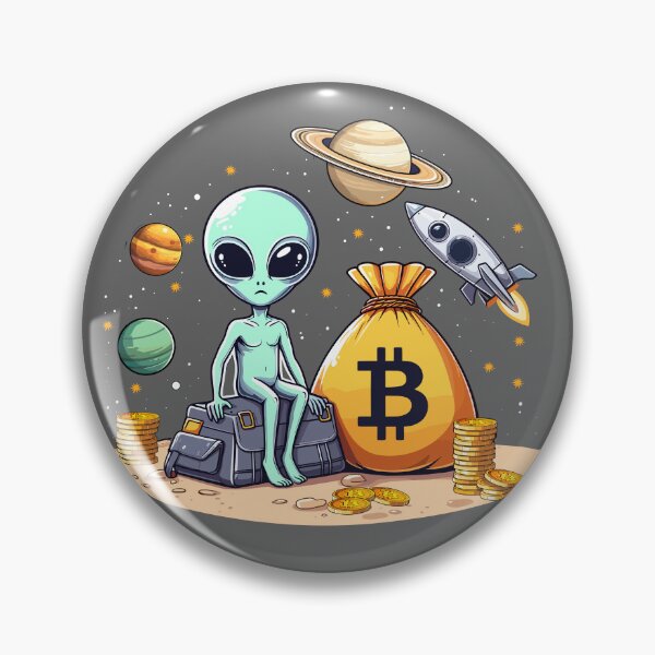 Item preview, Alien with Bitcoins designed and sold by CryptoFunMerch.