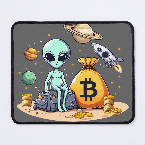 Item preview, Alien with Bitcoins designed and sold by CryptoFunMerch.