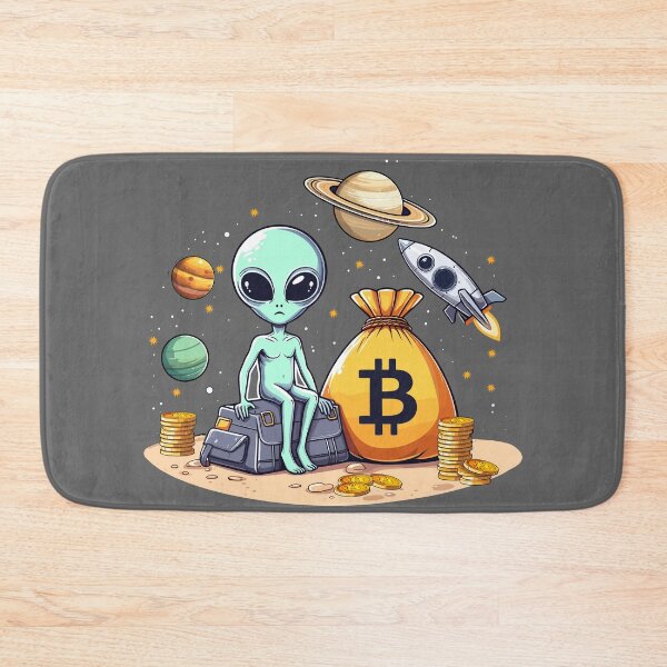 Item preview, Alien with Bitcoins designed and sold by CryptoFunMerch.