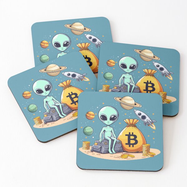 Item preview, Alien with Bitcoins designed and sold by CryptoFunMerch.