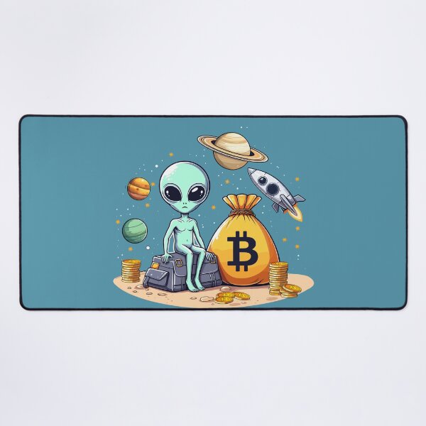 Item preview, Alien with Bitcoins designed and sold by CryptoFunMerch.