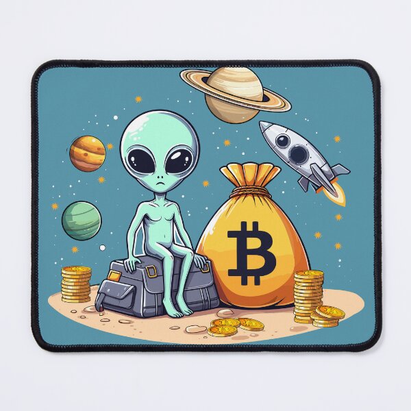Item preview, Alien with Bitcoins designed and sold by CryptoFunMerch.