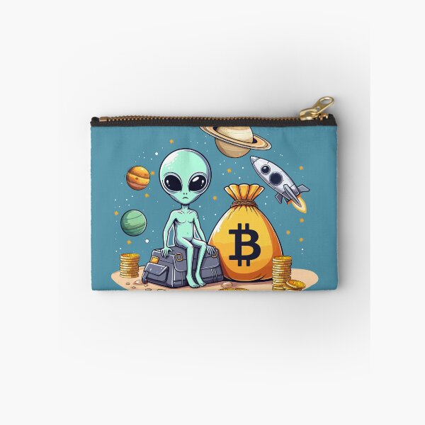 Item preview, Alien with Bitcoins designed and sold by CryptoFunMerch.