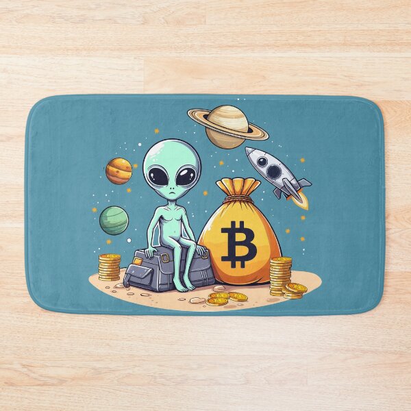 Item preview, Alien with Bitcoins designed and sold by CryptoFunMerch.
