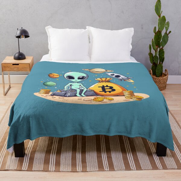 Item preview, Alien with Bitcoins designed and sold by CryptoFunMerch.