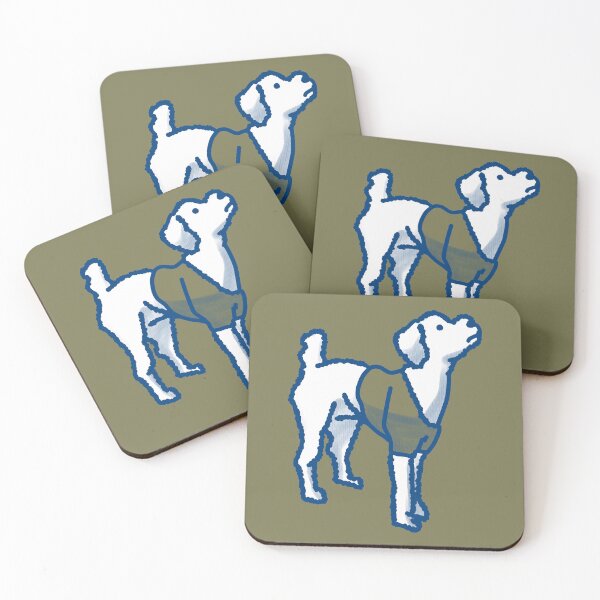 Item preview, White Dog on khaki designed and sold by Eastspacebubble.