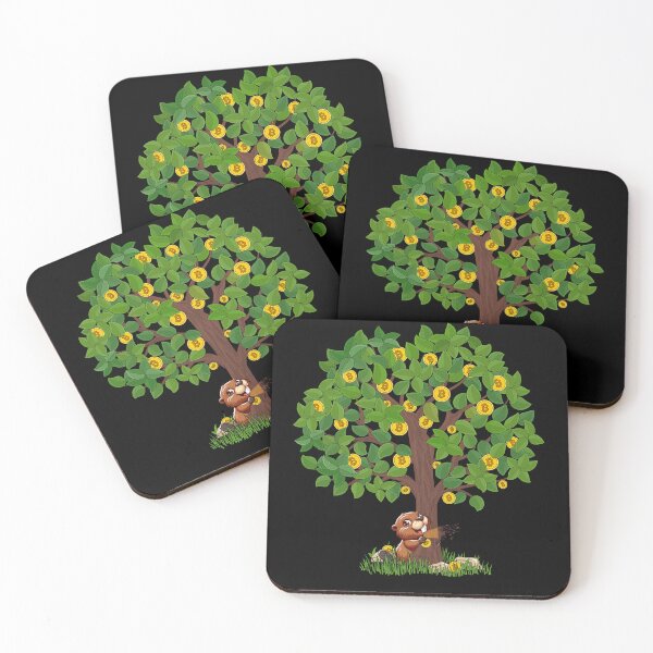 Item preview, Tree of Bitcoin, is eaten by the beaver designed and sold by CryptoFunMerch.