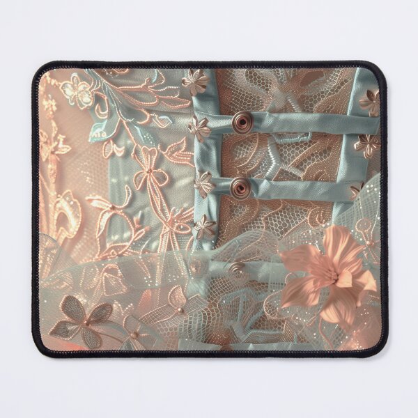 Item preview, Corset texture in peach fuzz and turquoise flowers designed and sold by Fantasyplus.