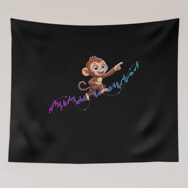 Item preview, a cute monkey marches up the chart designed and sold by CryptoFunMerch.