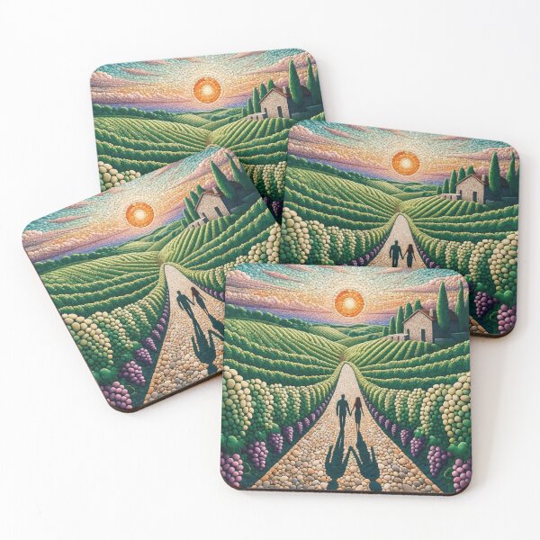 Item preview, Sunset Stroll in the Vineyards - Pastoral Mosaic Art designed and sold by FarBeyound.