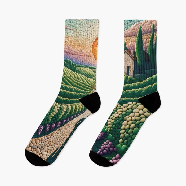 Item preview, Sunset Stroll in the Vineyards - Pastoral Mosaic Art designed and sold by FarBeyound.