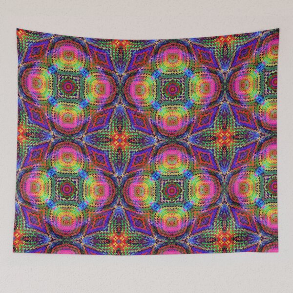 Item preview, symmetrical rainbow abstract wiggle pattern designed and sold by chambergambit.