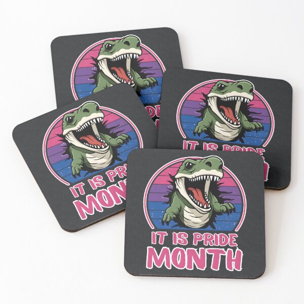 Item preview, It Is Pride Month, Dinosaur on Bisexual Flag Colors Retro Sunset designed and sold by Savchuk-Vova.