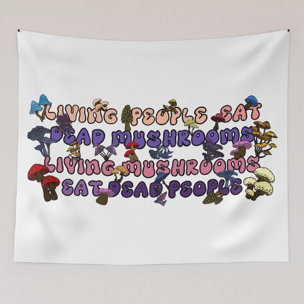 Item preview, Funny Mushroom Thoughts Peach and Purple Text designed and sold by ArtbyDLP.