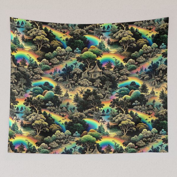 Item preview, Black and Rainbow Toile de Jouy designed and sold by bearslover.