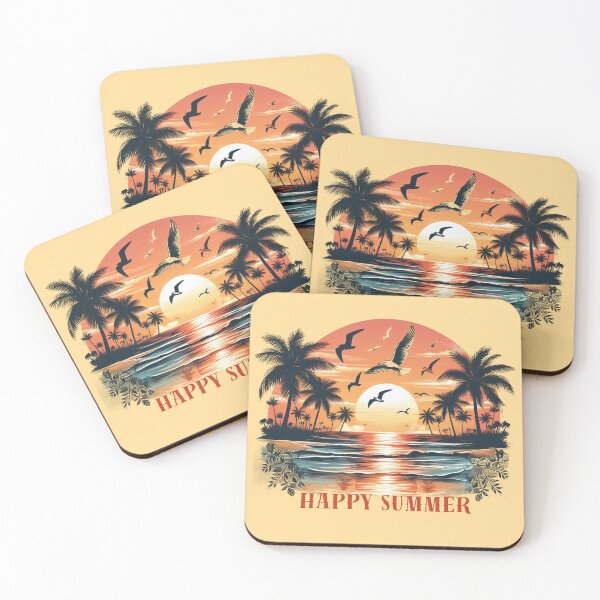 Item preview, Happy Summer Coconuts Beach Palm Sunset Bis designed and sold by redask2me.