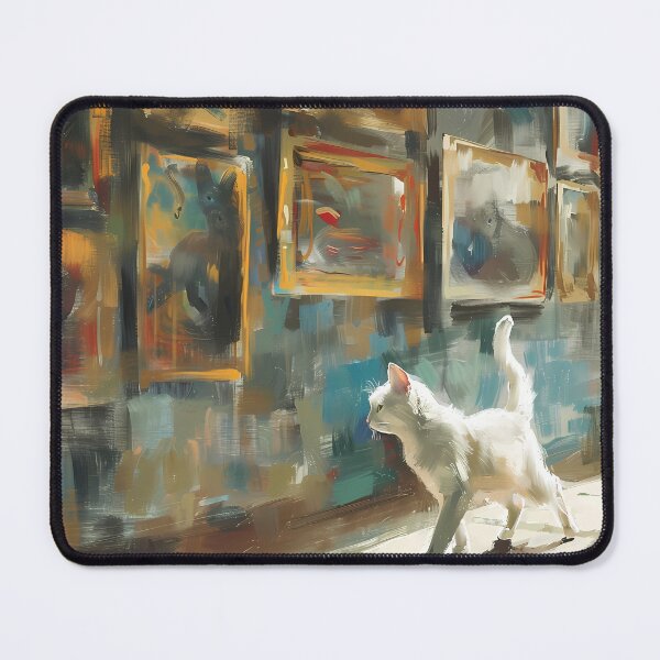 Item preview, White cat in the library - wandering in the exhibition room designed and sold by sakurashorty.