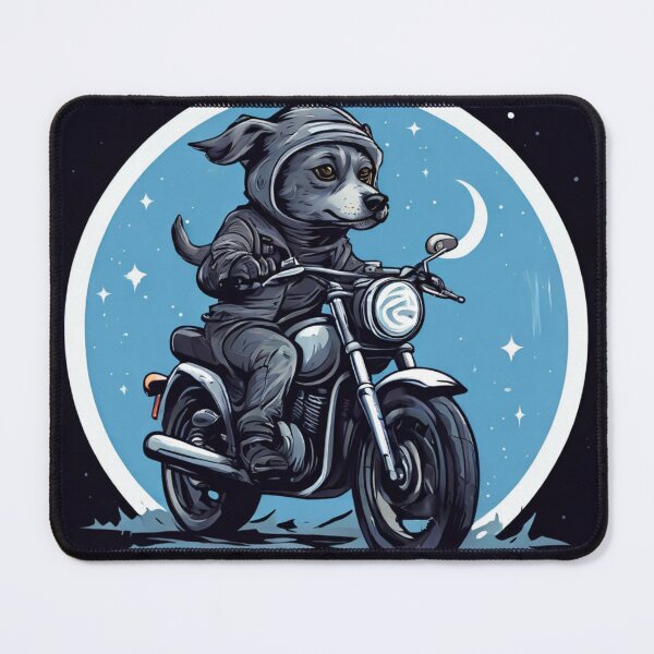 Item preview, Gray Dog Riding a Motorcycle Under the Moon: Legendary Adventure designed and sold by Colorful-Garden.