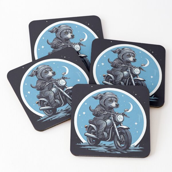 Item preview, Gray Dog Riding a Motorcycle Under the Moon: Legendary Adventure designed and sold by Colorful-Garden.
