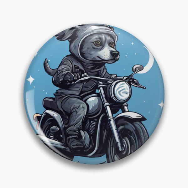 Item preview, Gray Dog Riding a Motorcycle Under the Moon: Legendary Adventure designed and sold by Colorful-Garden.
