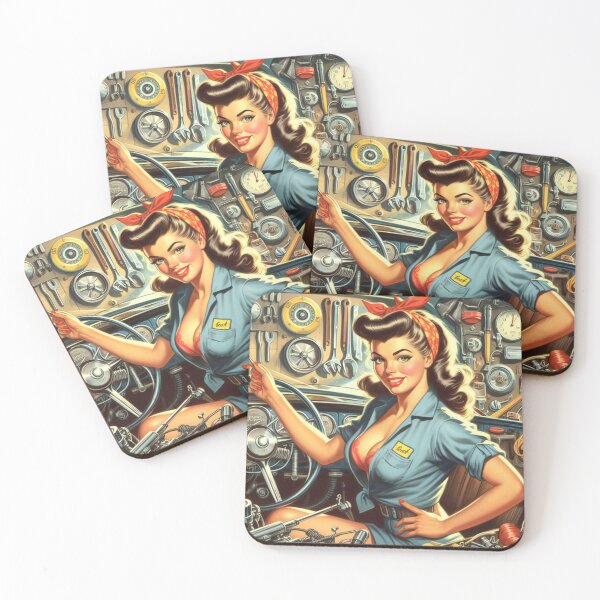 Item preview, Vintage Mechanic Pin-Up designed and sold by PulpVintage.