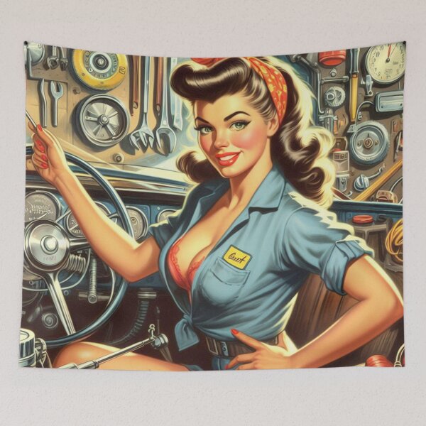 Item preview, Vintage Mechanic Pin-Up designed and sold by PulpVintage.