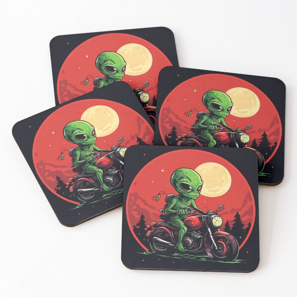 Item preview, Alien Riding a Motorcycle Under the Moon: Legendary Adventure designed and sold by Colorful-Garden.