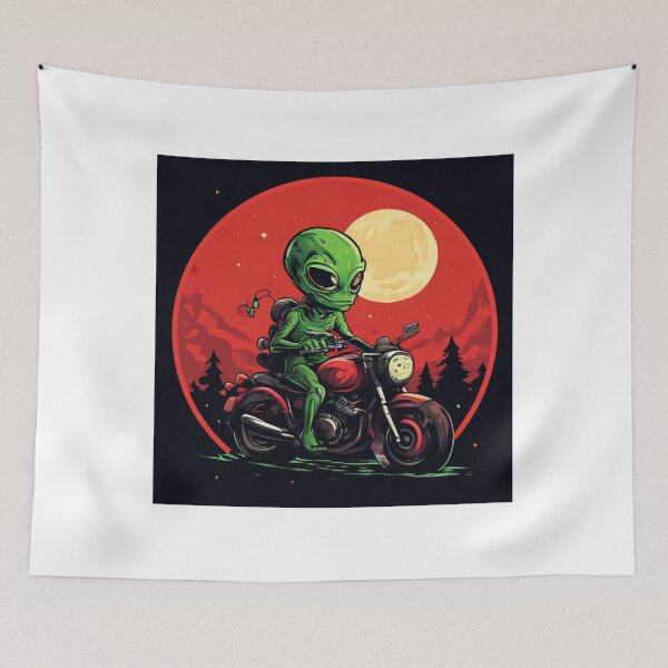 Item preview, Alien Riding a Motorcycle Under the Moon: Legendary Adventure designed and sold by Colorful-Garden.