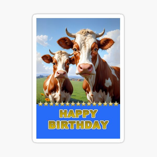 Vista previa del artículo con la obra «vacas de cumpleaños», diseñado y vendido por tombird.