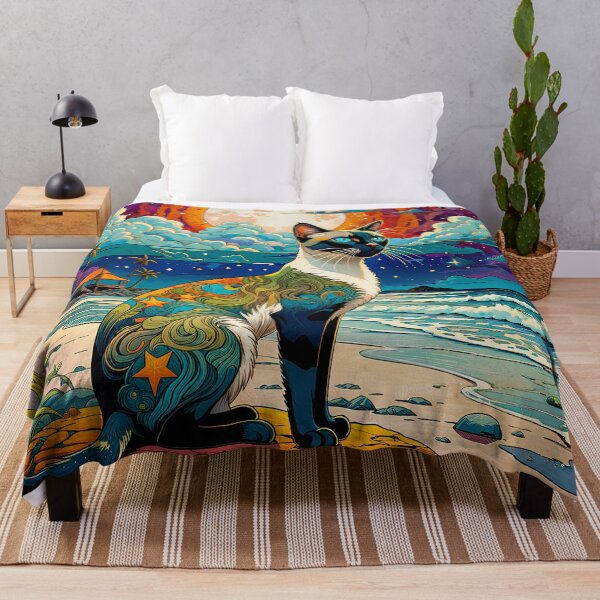 Item preview, Beautiful Abstract Cat on a Beach Under the Moon designed and sold by PixelCraftDSG.